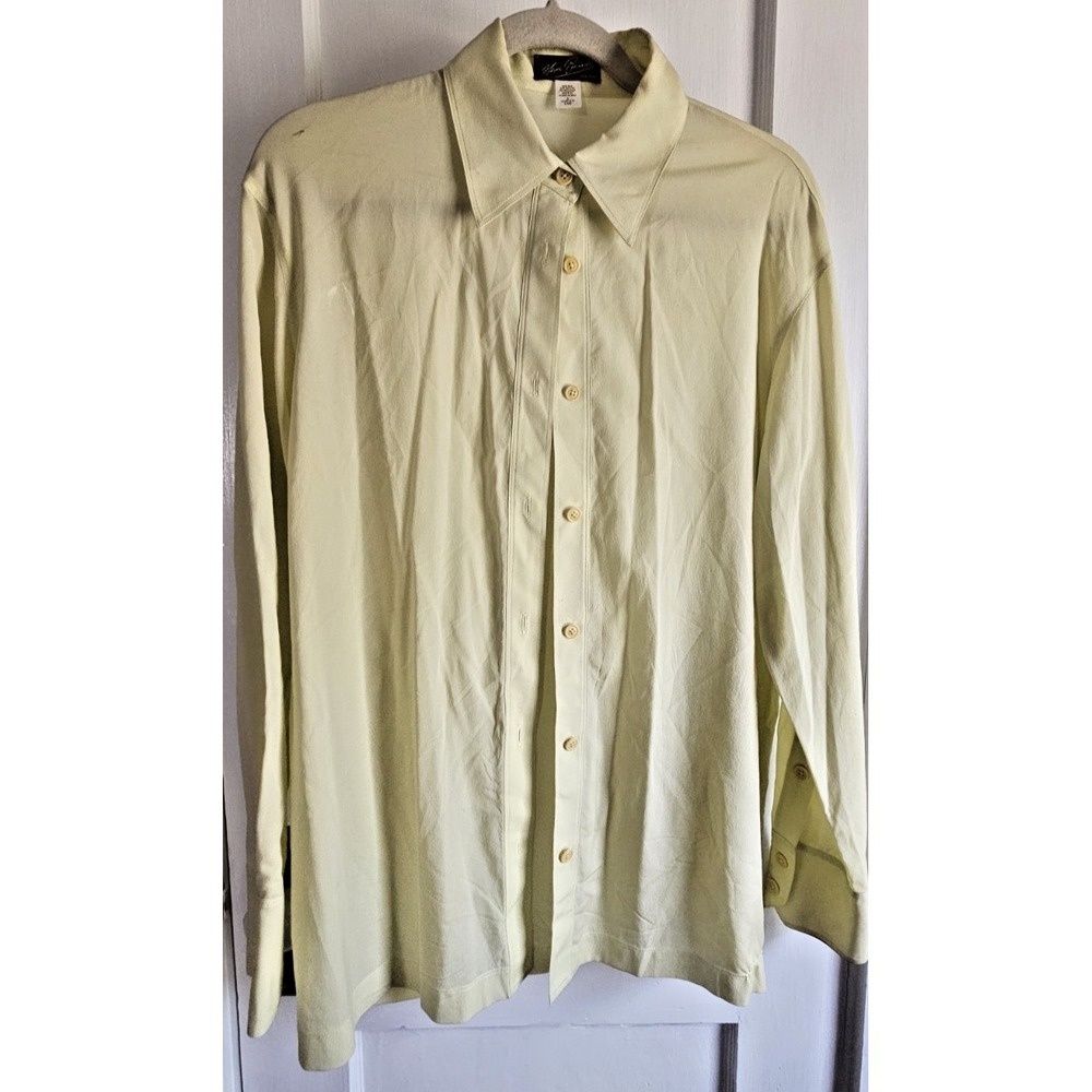 Vintage Henri Bendell New‎ York button up Silk Nylon blend lime green Sz 6